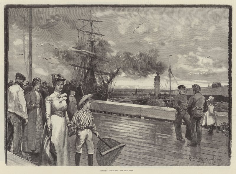 Schetsen aan zee, op de pier door Davidson Knowles