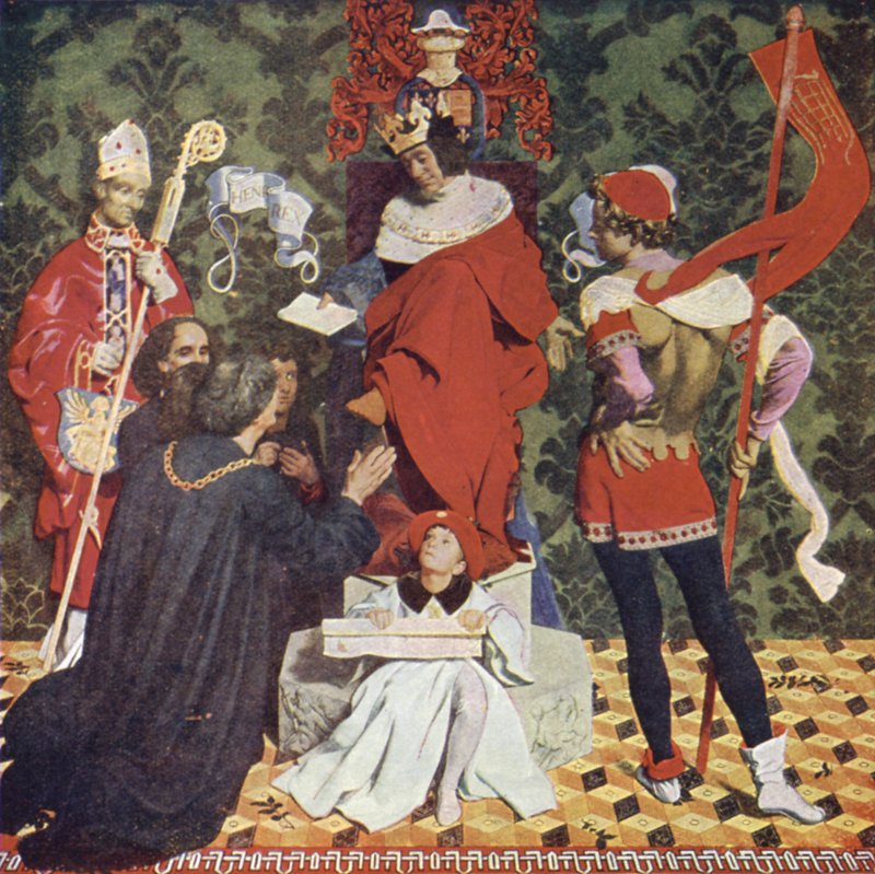 John Cabot en zijn zonen ontvangen het Handvest van Koning Hendrik VII om op zoek te gaan naar Nieuwe Landen door Denis William Eden