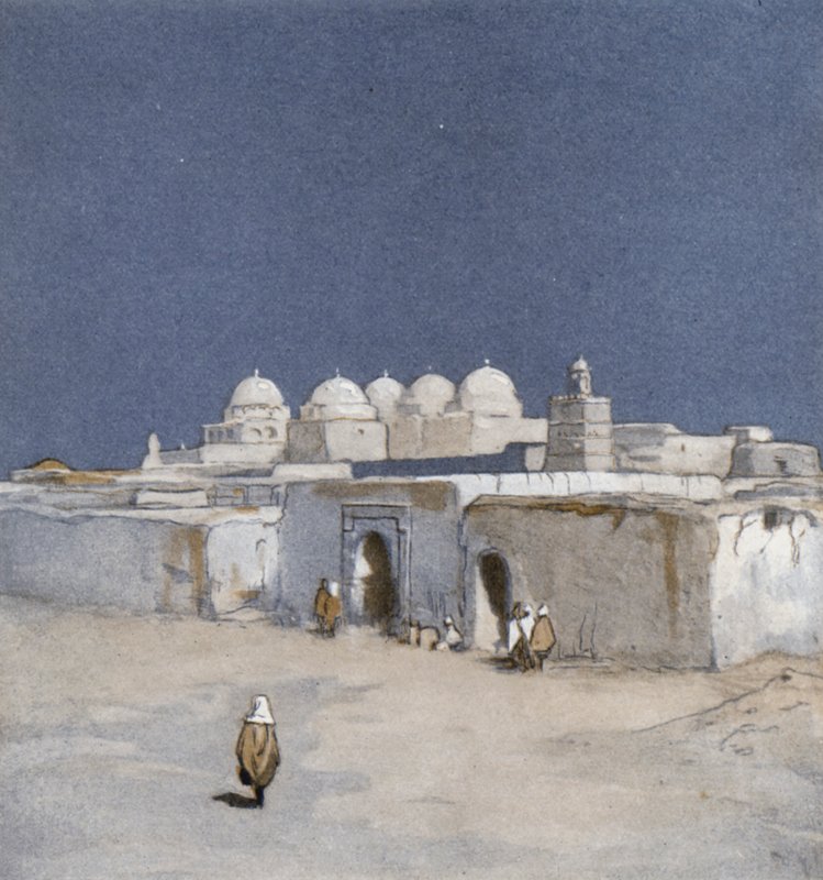 De Moskee van Zwaarden in Kairouan (kleur litho) door Donald (after) Maxwell