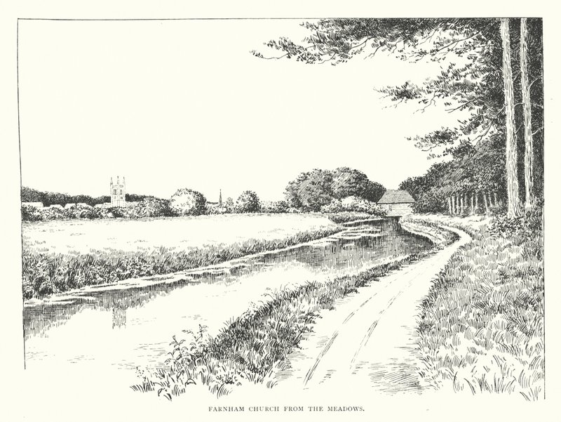 Farnham Church vanuit de weilanden door Duncan Moul