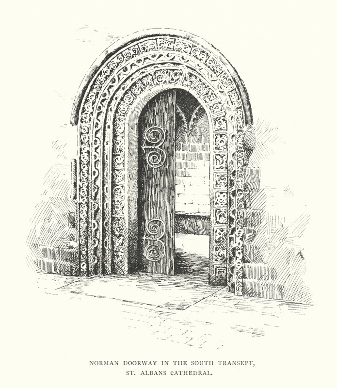Normandische Deur in het Zuidelijke Transept, St Albans Kathedraal door Duncan Moul