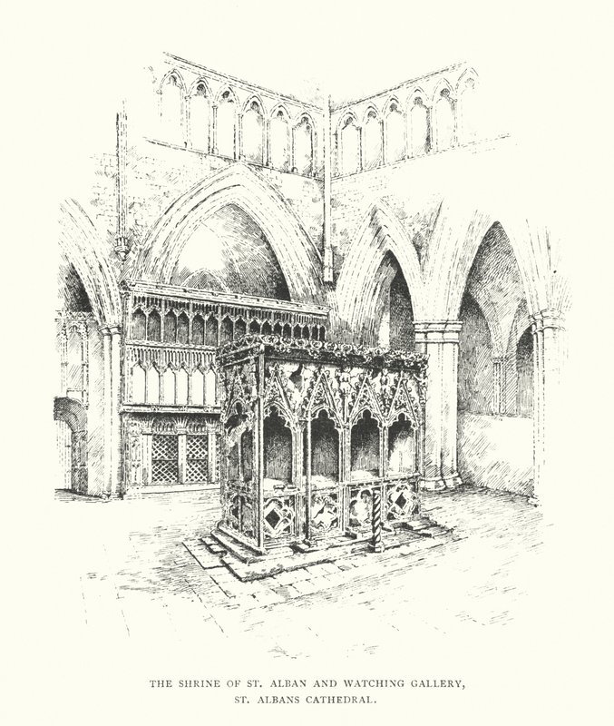 Het heiligdom van St Alban en de wachttoren, kathedraal van St Albans door Duncan Moul