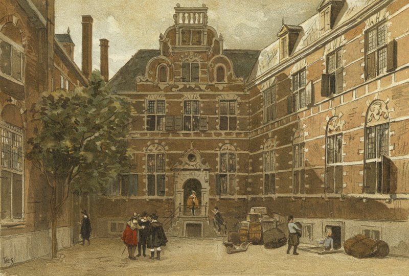 Binnenplaats van het Oost-Indisch Huis, Amsterdam door Dutch School