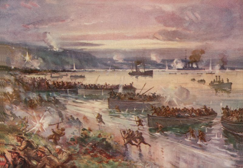 De Dardanellen-operaties: de landing van de Australiërs in Gallipoli, april 1915 door E. S. Hodgson