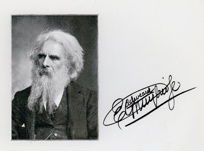 Eadweard Muybridge, portret en handtekening door Eadweard Muybridge