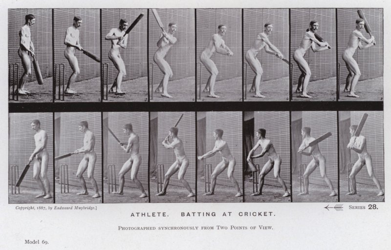 De menselijke figuur in beweging: Atleet, batten bij cricket door Eadweard Muybridge
