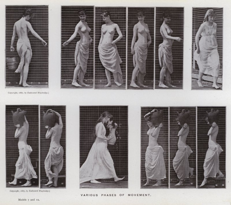 De menselijke figuur in beweging: Verschillende bewegingsfasen door Eadweard Muybridge