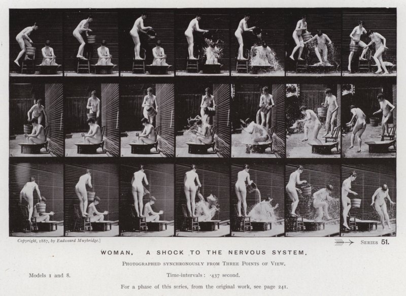 De menselijke figuur in beweging: Vrouw, een schok voor het zenuwstelsel door Eadweard Muybridge