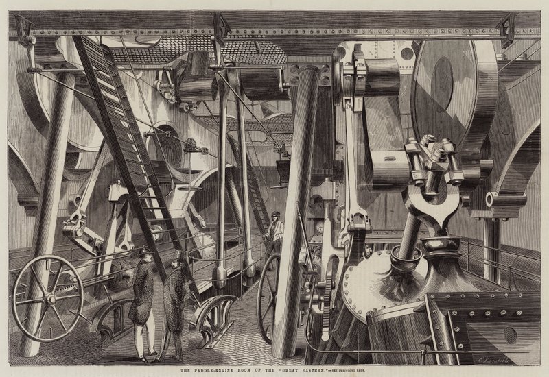 De peddelmachinekamer van de Great Eastern door Ebenezer Landells