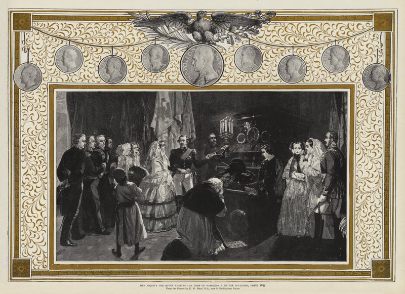 Hare Majesteit de Koningin bezoekt het graf van Napoleon I in de Invalides, Parijs, 1855 door Edgar Melville Ward