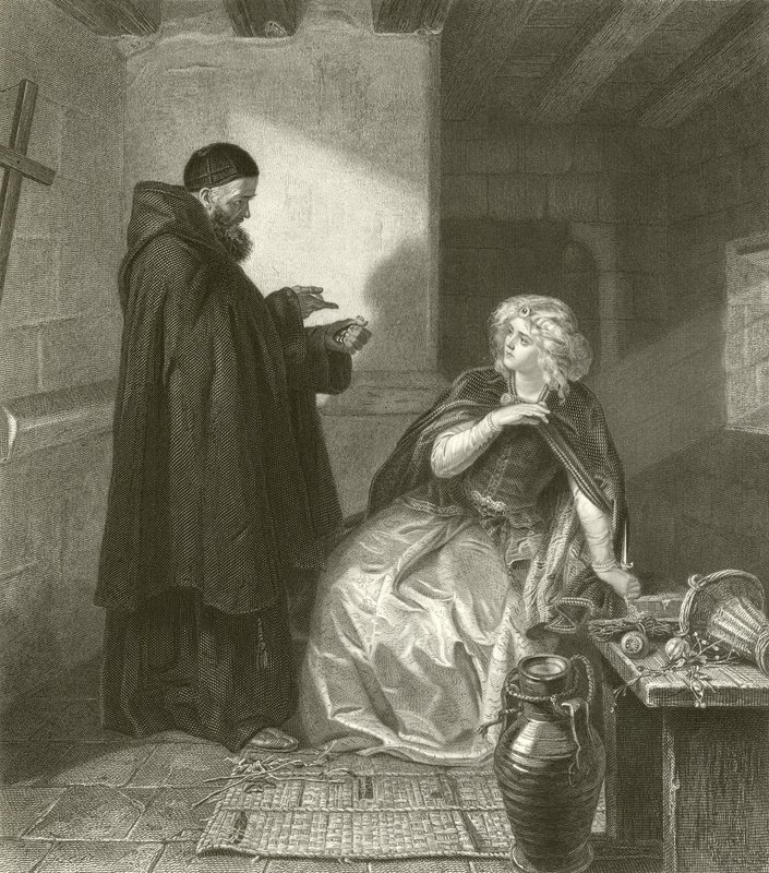 Julia in de cel van Broeder Lawrence (gravure) door Edgar Melville Ward