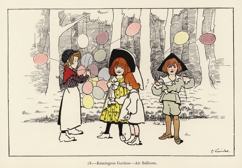 Kensington Gardens, luchtballonnen door Edith Farmiloe