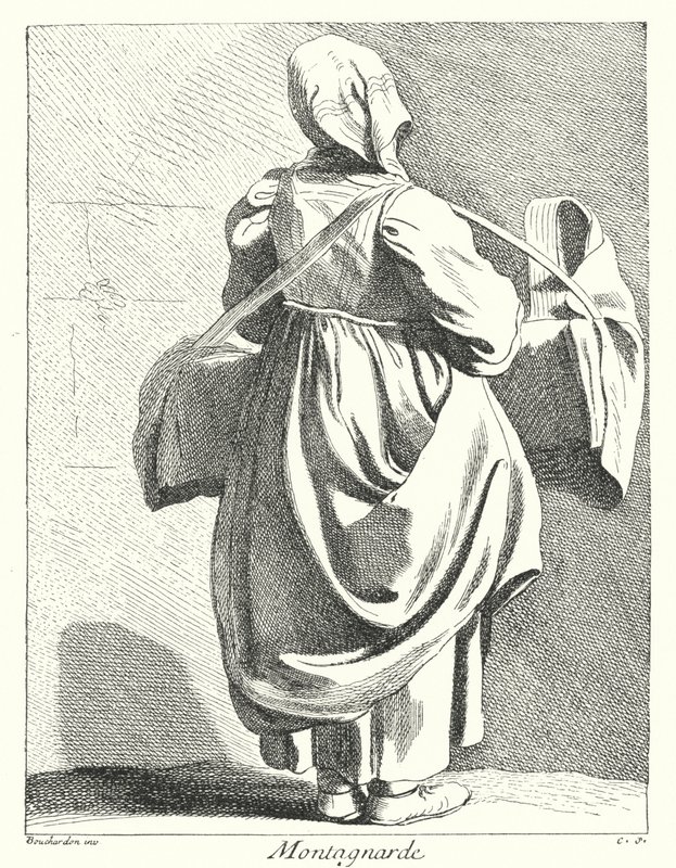 Vrouw uit de Bergen (gravure) door Edmé (after) Bouchardon