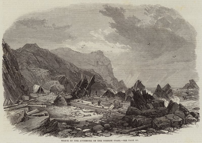 Wrak van de Avonmore aan de Cornish kust door Edmund Morison Wimperis