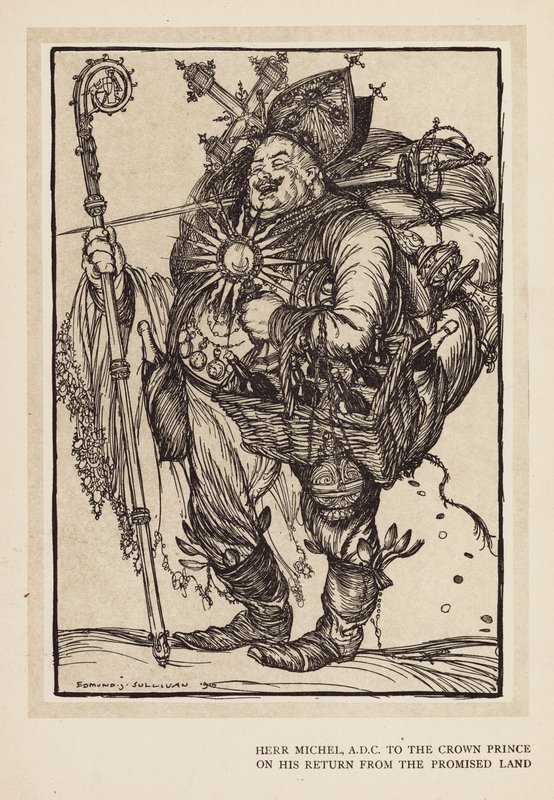 De krans van de keizer: Herr Michel, ADC van de kroonprins bij zijn terugkeer uit het Beloofde Land door Edmund Joseph (after) Sullivan