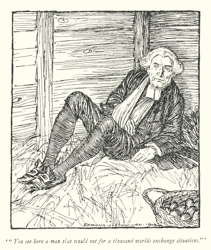 Illustratie voor The Vicar of Wakefield door Oliver Goldsmith (litho) door Edmund Joseph Sullivan