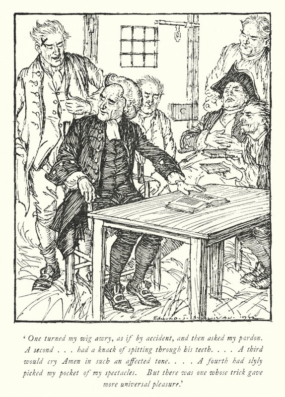 Illustratie voor The Vicar of Wakefield door Oliver Goldsmith (litho) door Edmund Joseph Sullivan