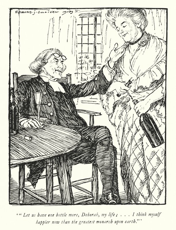 Illustratie voor The Vicar of Wakefield door Oliver Goldsmith (litho) door Edmund Joseph Sullivan
