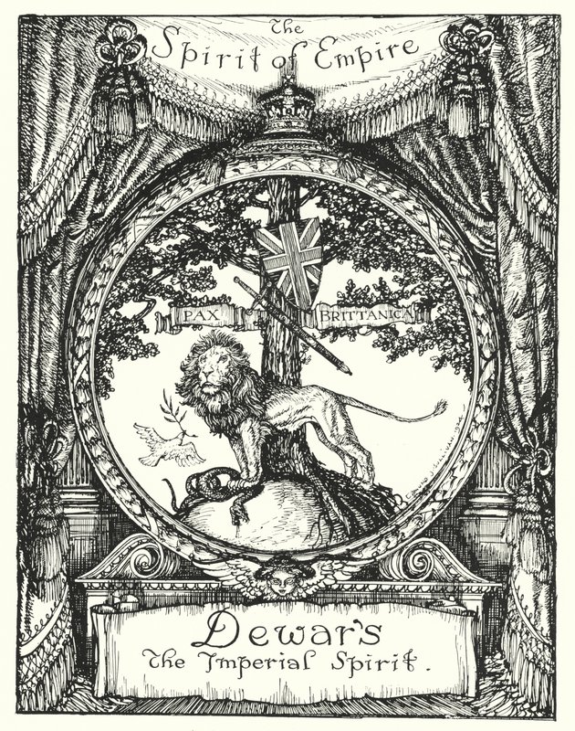 De geest van het rijk, tekening voor een advertentie voor Dewar