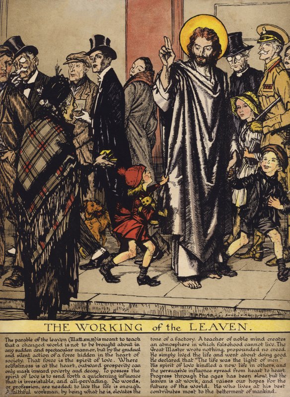 Het werken van het zuurdeeg (kleur litho) door Edmund Joseph Sullivan