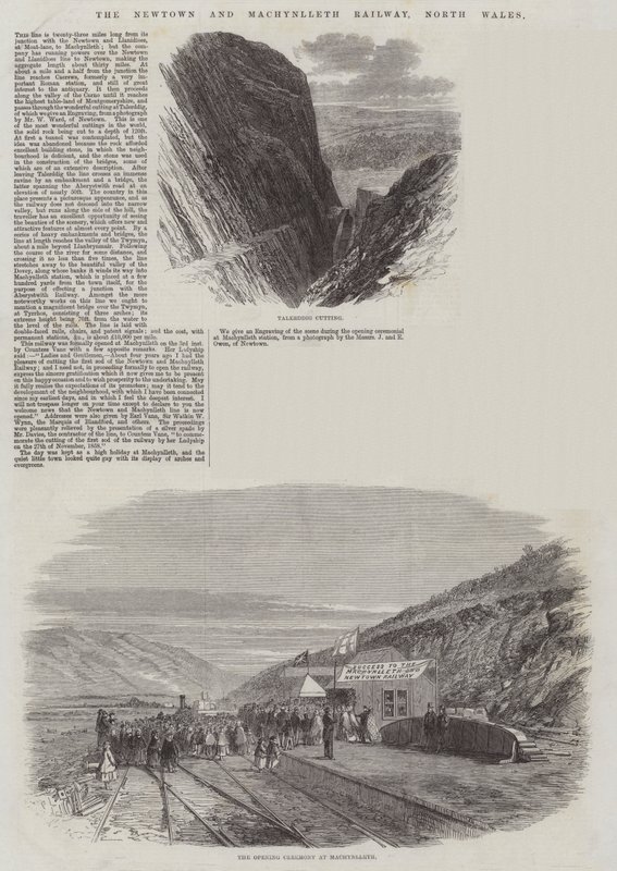 De Newtown en Machynlleth spoorweg, Noord-Wales door Edmund Morison Wimperis