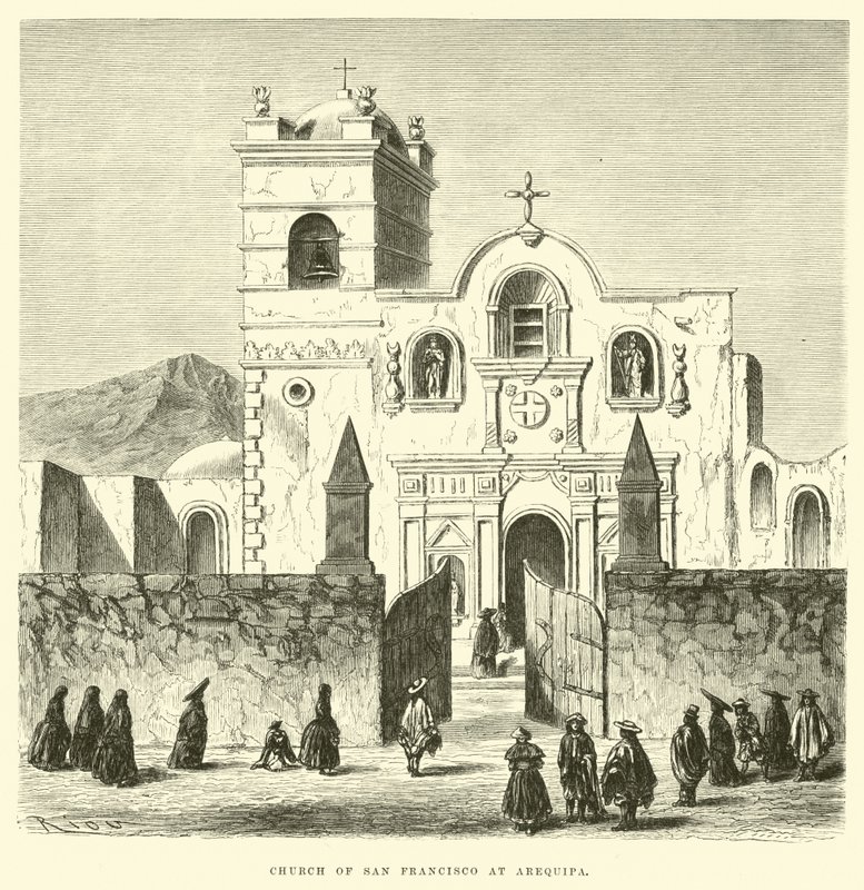 Kerk van San Francisco in Arequipa door Edouard Riou