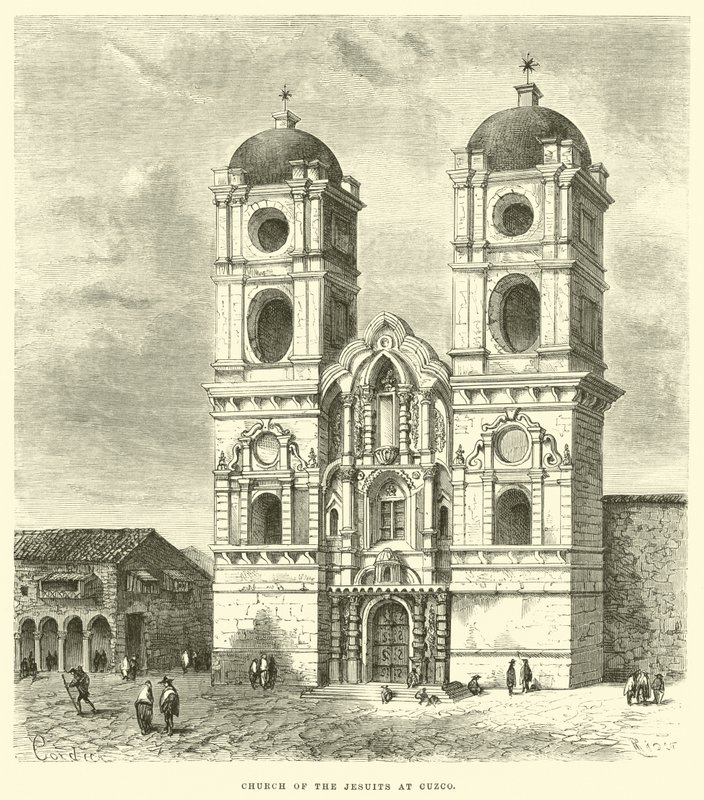 Kerk van de Jezuïeten in Cuzco door Edouard Riou