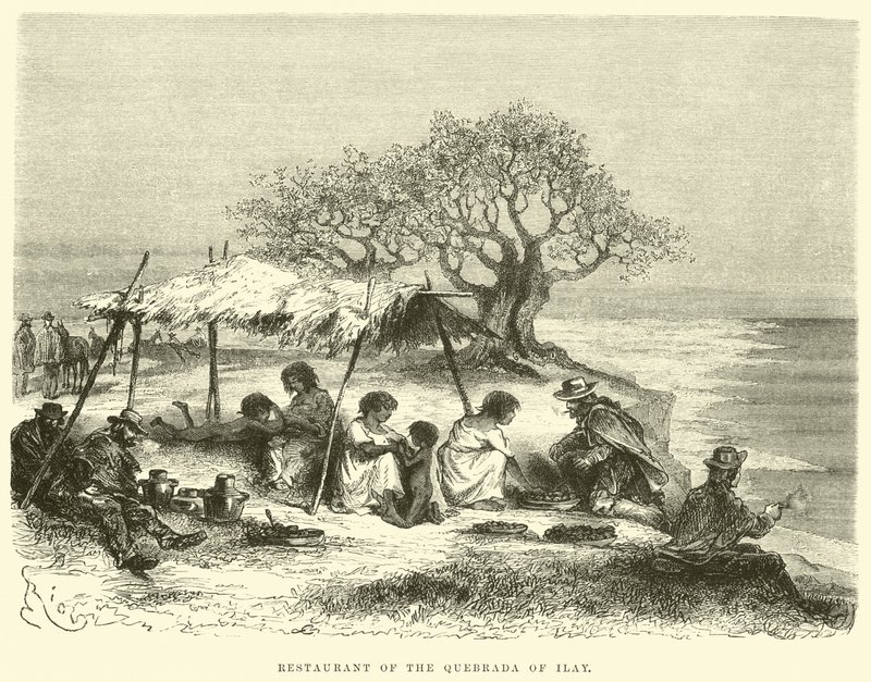 Restaurant van de Quebrada van Ilay door Edouard Riou