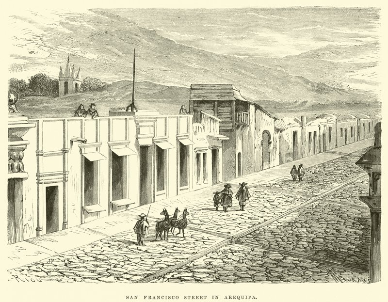 San Francisco Street in Arequipa door Edouard Riou