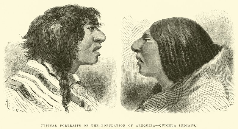 Typische portretten van de bevolking van Arequipa, Quichua Indianen door Edouard Riou