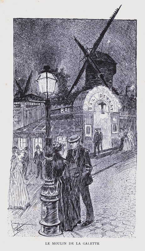 Boheems Parijs: Le Moulin de la Galette (litho) door Edouard Alfred (1875 1954) Cucuel
