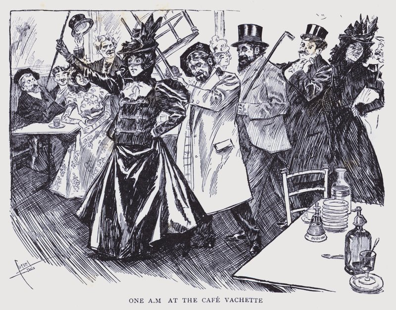 Boheems Parijs: Een AM in Cafe Vachette (litho) door Edouard Alfred (1875-1954) Cucuel