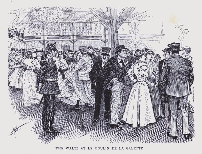 Boheems Parijs: De wals bij Le Moulin de la Galette (litho) door Edouard Alfred (1875 1954) Cucuel