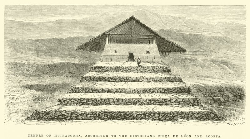 Tempel van Huiracocha, volgens de historici Cieca de Leon en Acosta door Edouard Riou