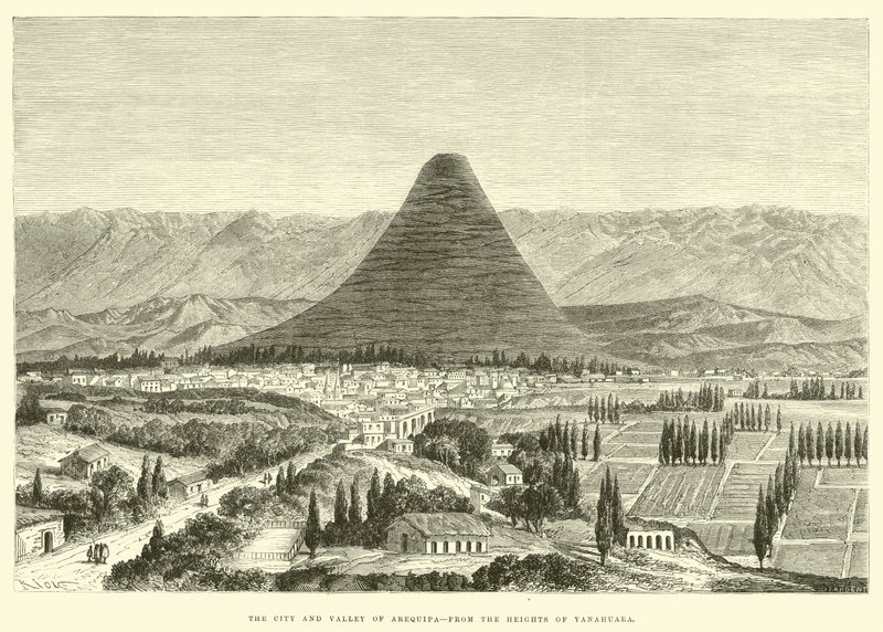 De stad en vallei van Arequipa, vanaf de hoogten van Yanahuara door Edouard Riou