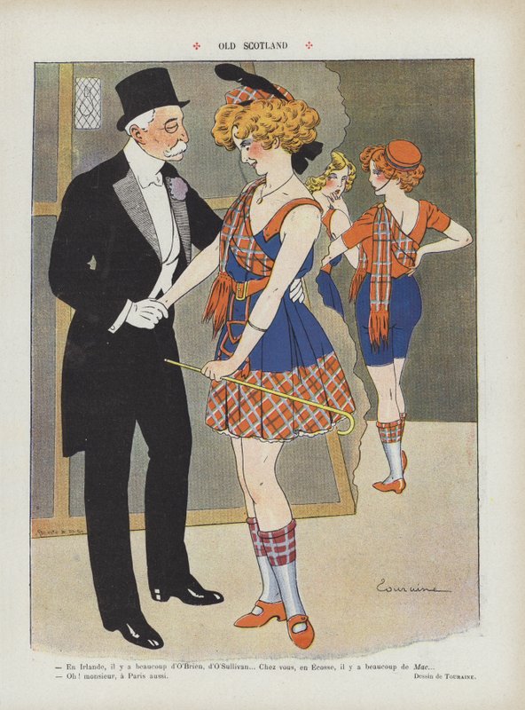 Oud Schotland. Illustratie voor Le Rire door Edouard Touraine