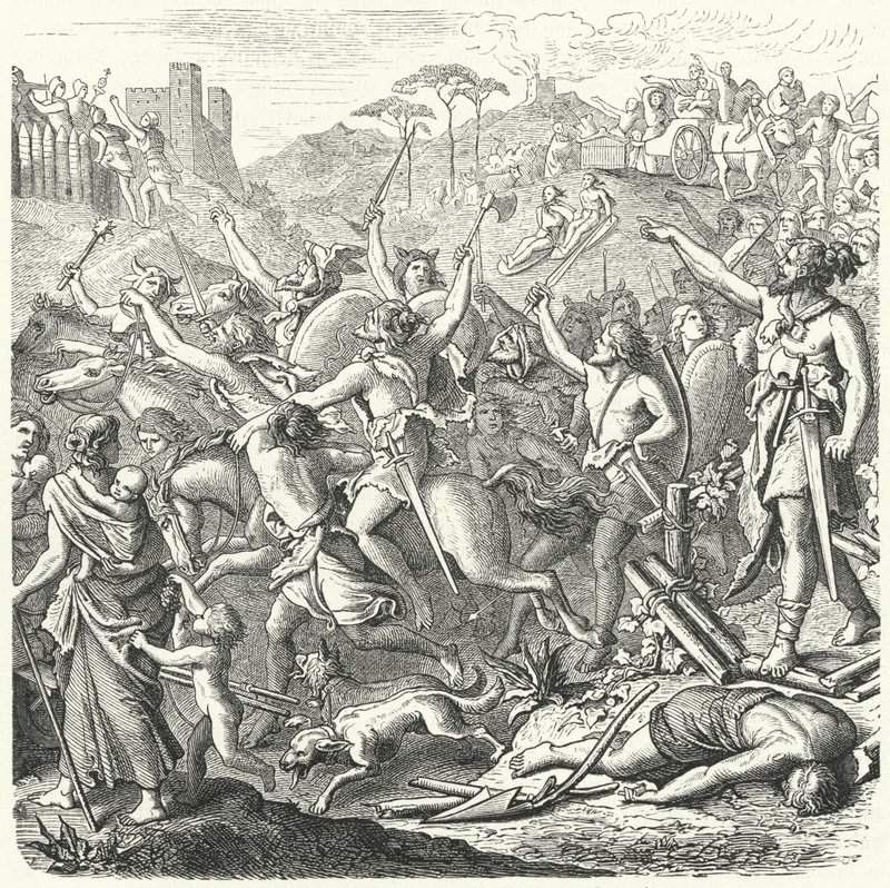 Invasie van Romeins grondgebied door de Cimbri, eind 2e eeuw v.Chr. door Eduard Bendemann