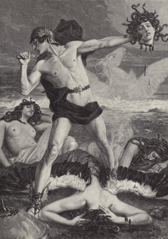 Perseus onthoofdt Medusa door Eduard Kaempffer