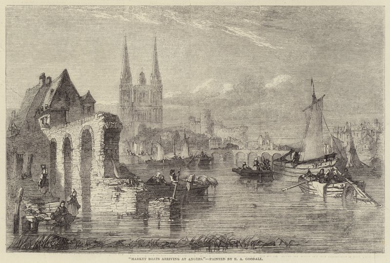 Marktboten arriveren in Angers door Edward Angelo Goodall