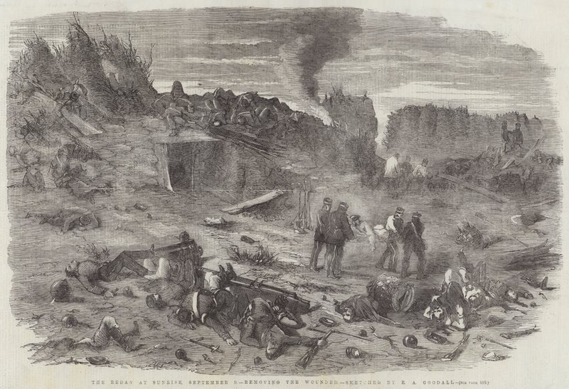 De Redan bij zonsopgang, 9 september, het verwijderen van de gewonden door Edward Angelo Goodall