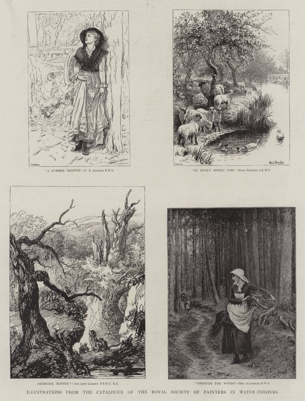 Illustraties uit de catalogus van het Royal Institute of Painters in Water Colours door Edward Killingworth Johnson
