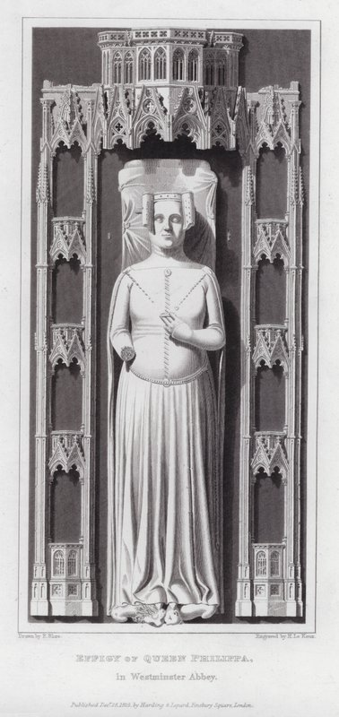 Beeld van Koningin Philippa, in Westminster Abbey door Edward Blore