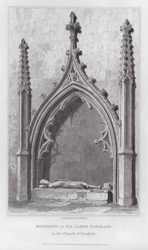 Monument van Sir James Douglass, in de kerk van Douglass (gravure) door Edward Blore