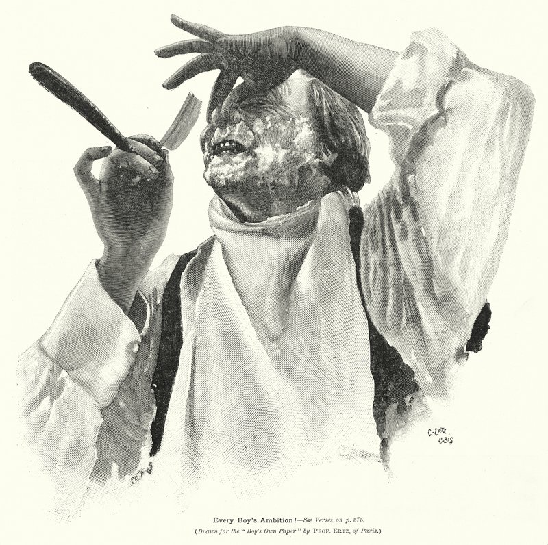 Man die zich scheert (litho) door Edward Ertz