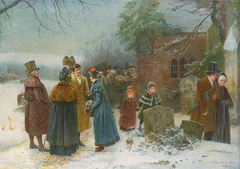 Kerstmorgen: Buurtgroeten en Giften aan de Armen en Behoeftigen door Edward Frederick Brewtnall