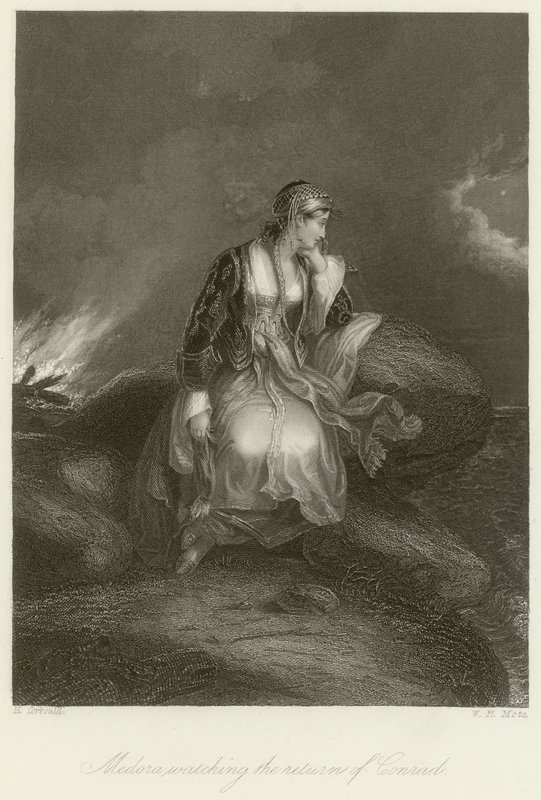 Medora kijkt naar de terugkeer van Conrad door Edward Henry Corbould