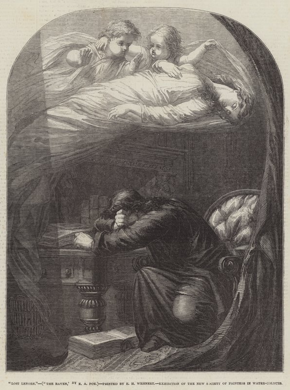 Verloren Lenore, De Raaf, door E A Poe door Edward Henry Wehnert