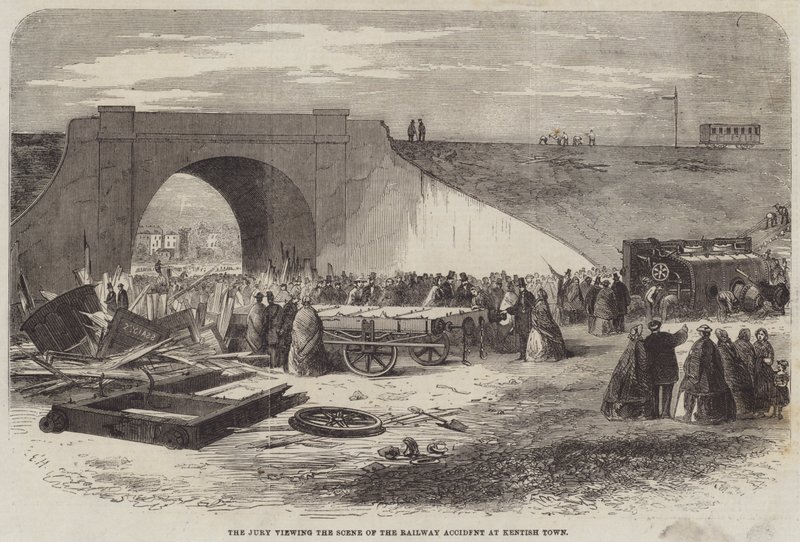 De Jury bekijkt de Plaats van het Spoorwegongeluk in Kentish Town door Edward Hull