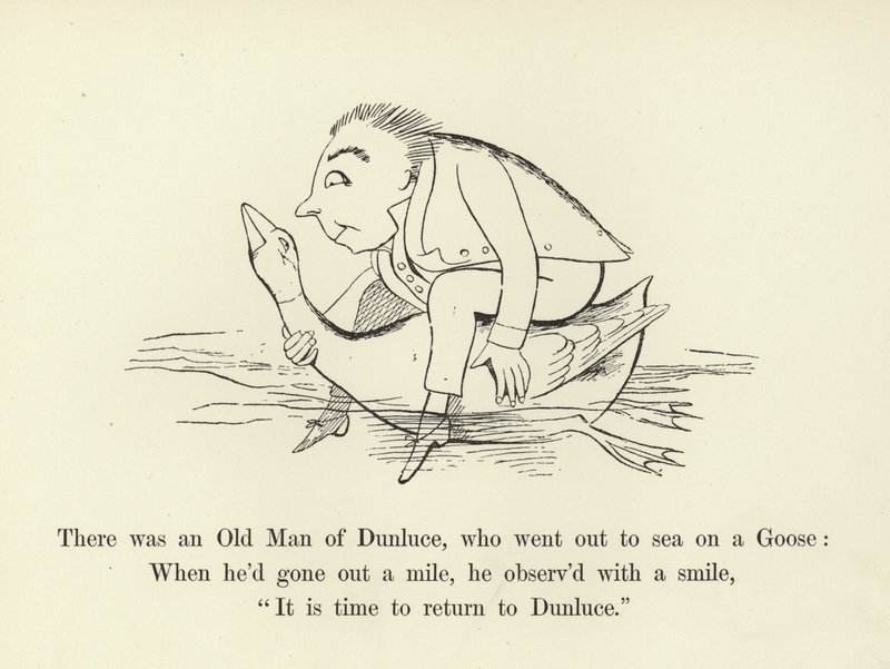 Er was een Oude Man van Dunluce, die naar zee ging op een Gans door Edward Lear
