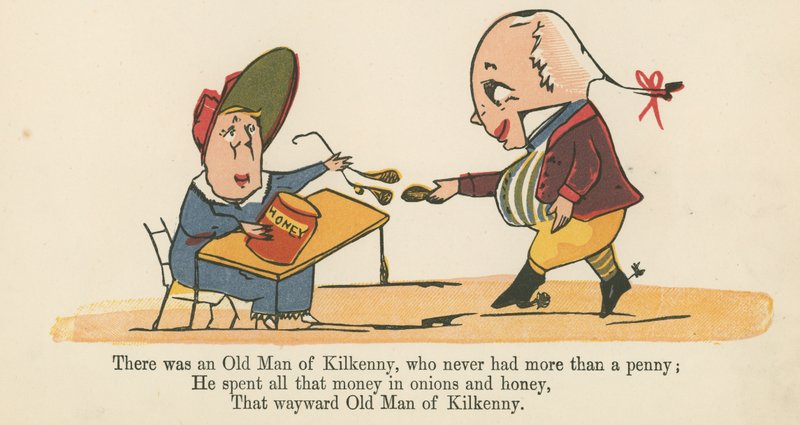 Er was een oude man uit Kilkenny, die nooit meer dan een cent had, uit 